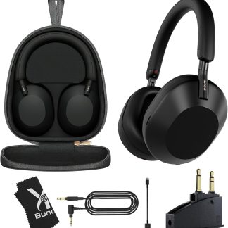 Sony WH-1000XM5 headphones – wireless over-ear noise cancelling headphones in black for immersive audio experience, top rated in the UK