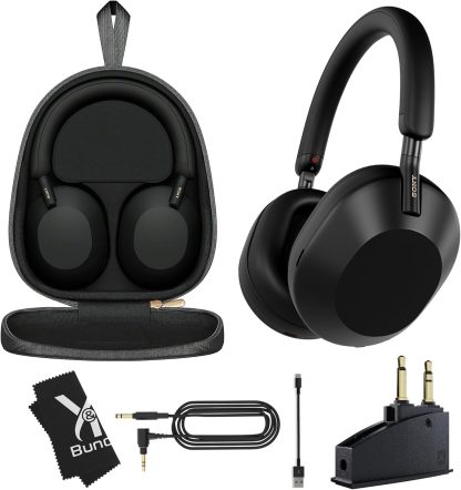 Sony WH-1000XM5 headphones – wireless over-ear noise cancelling headphones in black for immersive audio experience, top rated in the UK